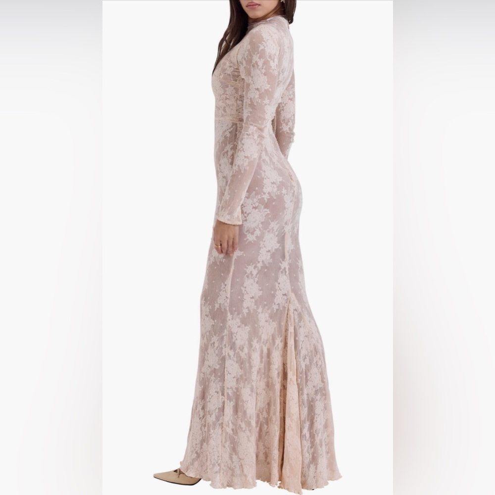 House of CB Isoline Long Sleeve Lace Gala Gown Dress